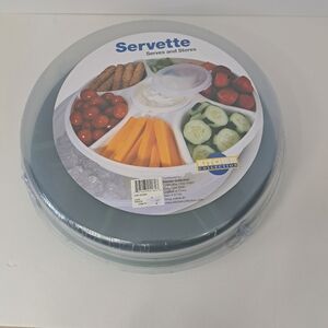 Kitchen Collection Round Divided Serving Tray With Lid – Party Platter New